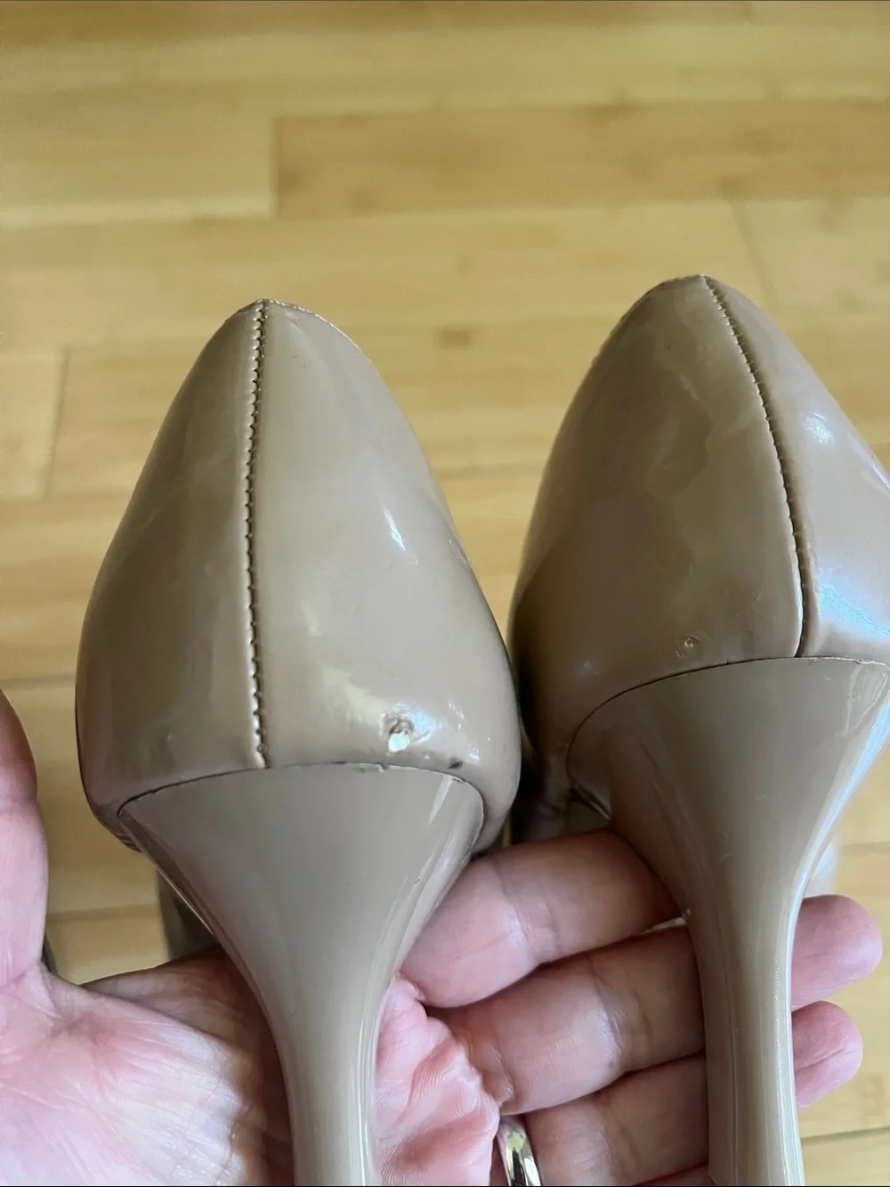 comfort plus by Predictions Beige Patent Pointed-Toe Pumps